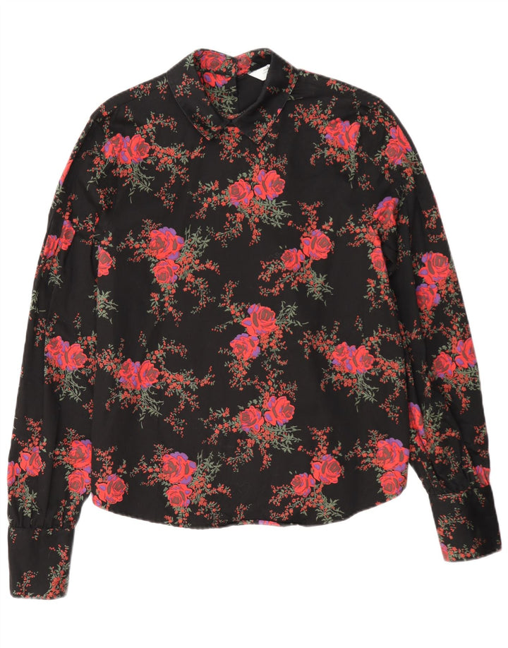 & Other Stories Camicetta a maniche lunghe da donna Top EU 36 Piccolo floreale nero