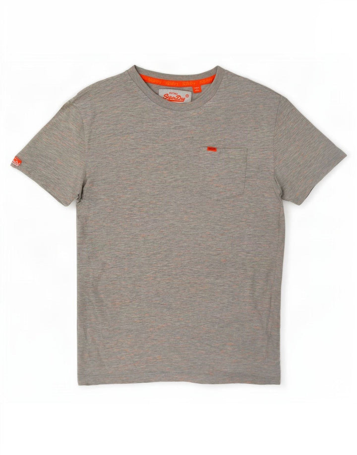 T-shirt da uomo Superdry Top XS in cotone chiazzato grigio