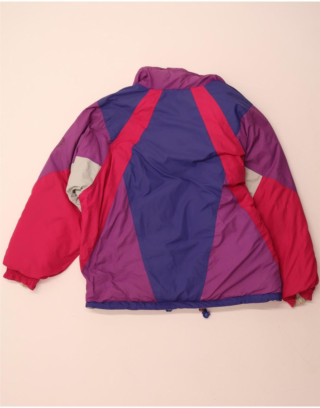 Giacca reversibile con cappuccio da donna VINTAGE grande in poliestere color block beige