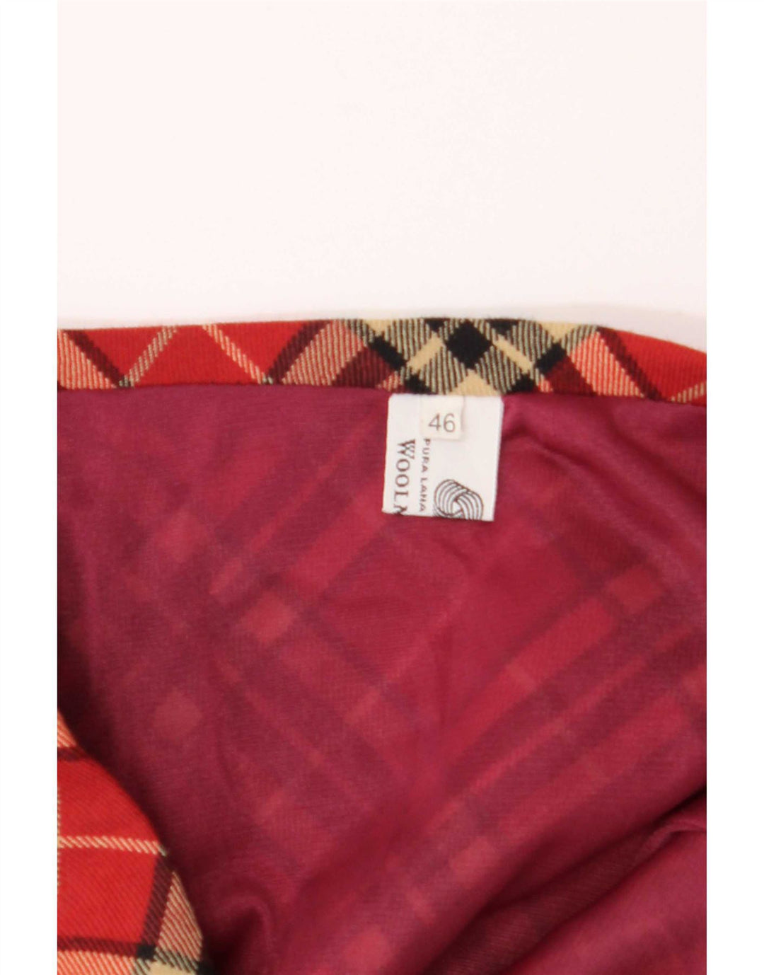 Gonna longuette da donna vintage IT 46 grande W32 lana vergine scozzese rossa