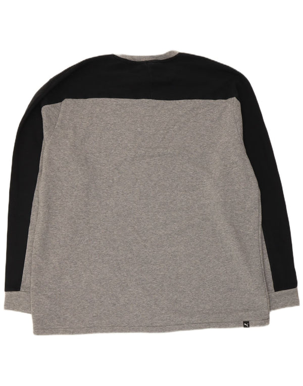 Felpa grafica da uomo Puma Jumper XL in cotone color block grigio