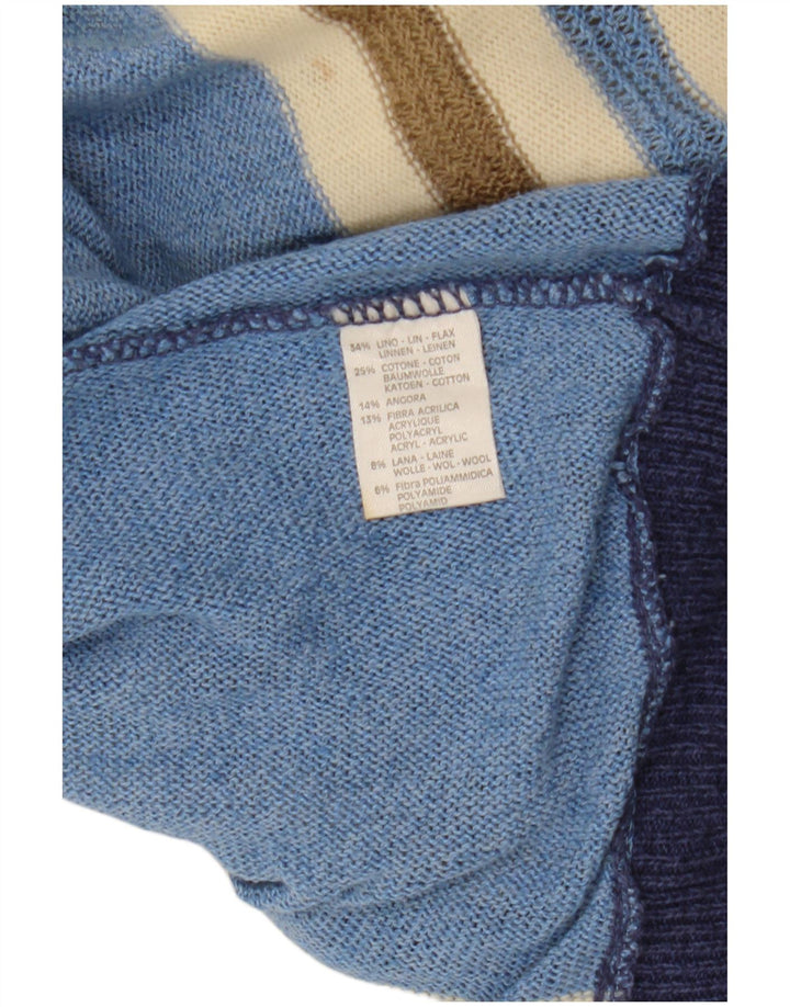 Maglione da donna VINTAGE con scollo a barca UK 12 a righe multicolori medie