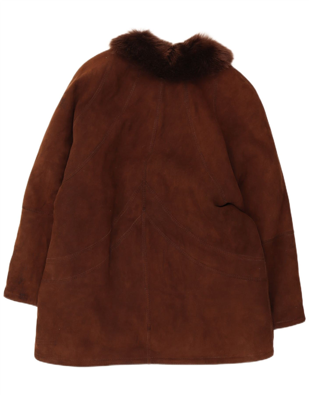Cappotto in shearling vintage da donna UK 14 grande marrone