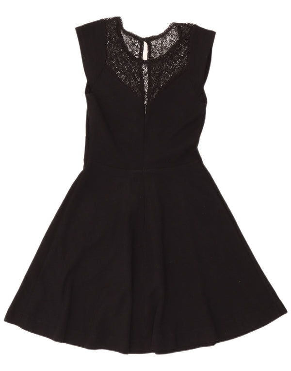 French Connection Womens A-Line Dress UK 12 Medium Black Floral Viscose