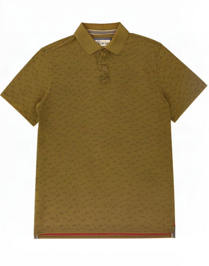 Polo da uomo con motivo astratto Fat Face, cotone kaki medio
