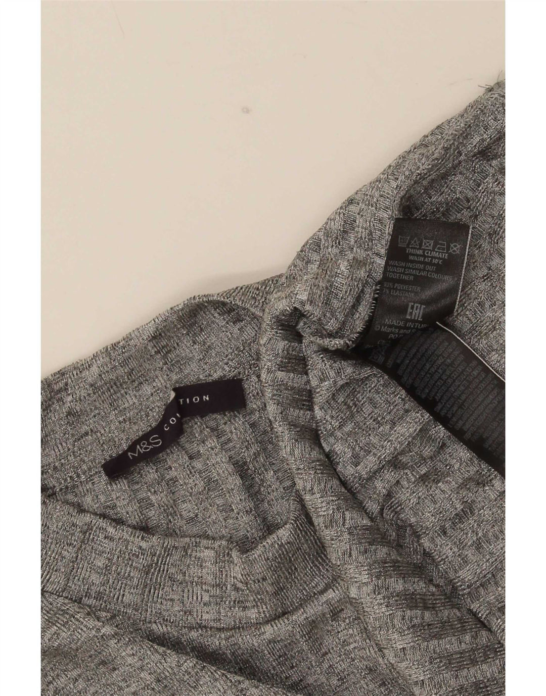 Marks & Spencer Top da donna a maniche lunghe UK 14 Large Poliestere chiazzato grigio