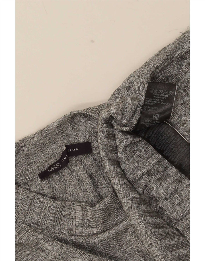 Marks & Spencer Top da donna a maniche lunghe UK 14 Large Poliestere chiazzato grigio