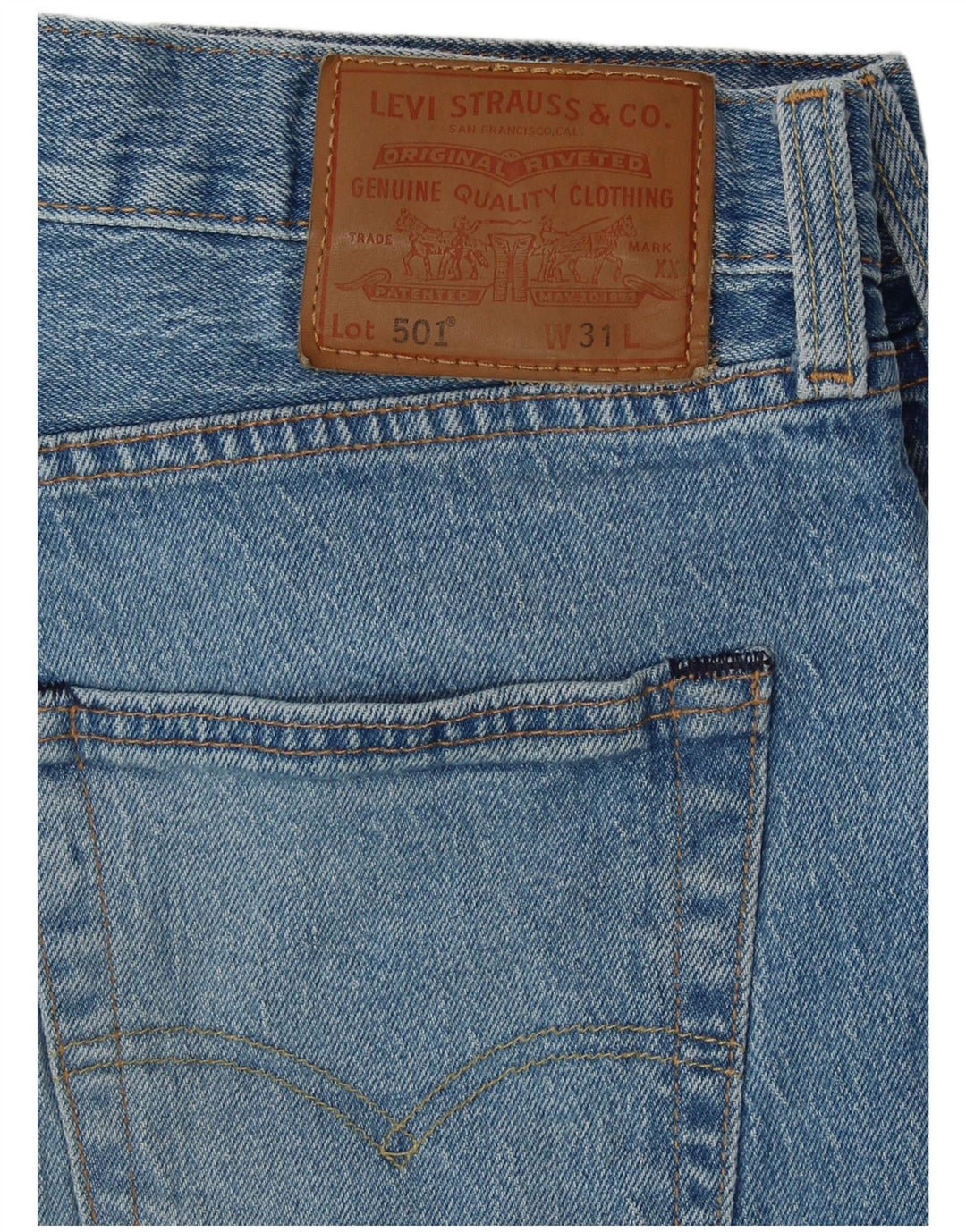 LEVI'S Pantaloncini di jeans invecchiati 501 da uomo W31 Cotone blu medio