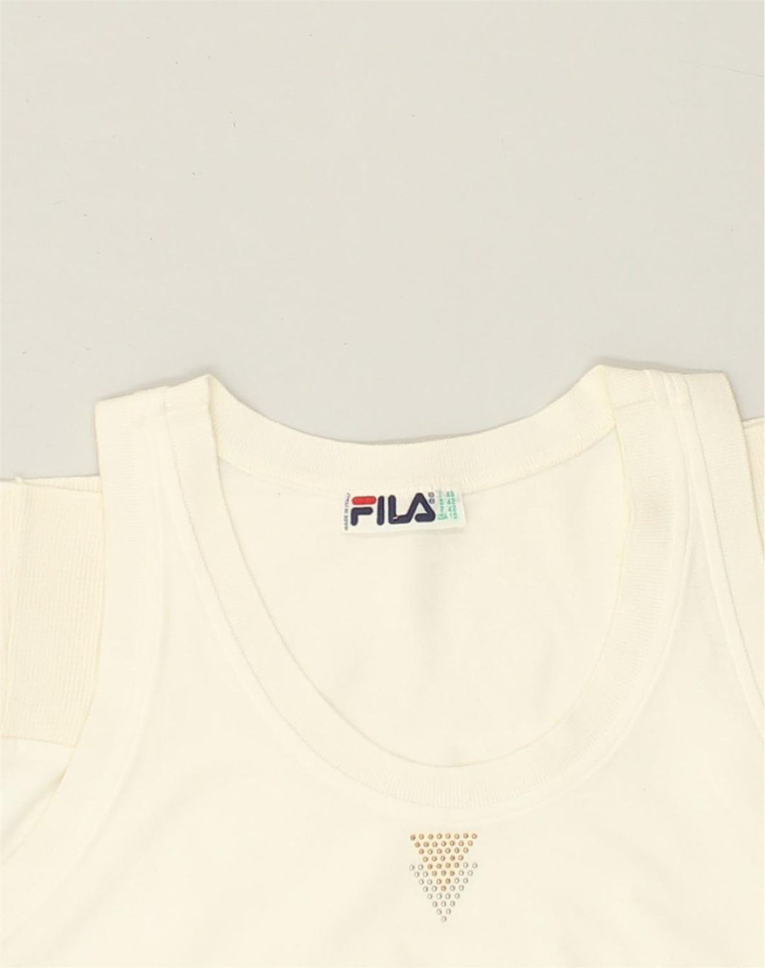 FILA Womens Vest Top US 10 Large White Cotton | Vintage Fila | Thrift | Second-Hand Fila | Used Clothing | Messina Hembry 