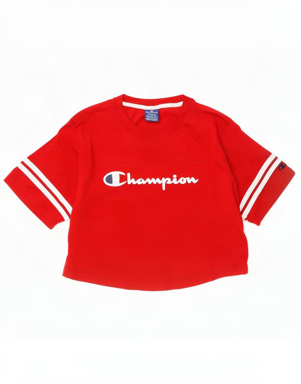 T-shirt grafica corta da donna Champion UK 14 cotone rosso medio