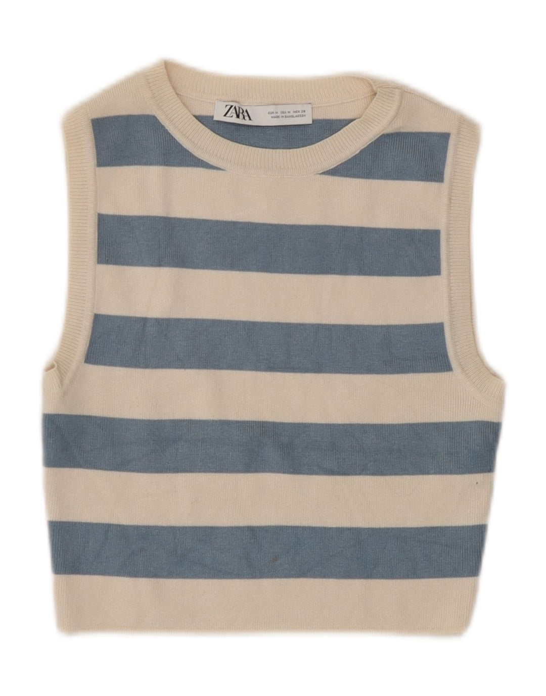 Top corto da donna Zara UK 12 Viscosa a righe beige medio