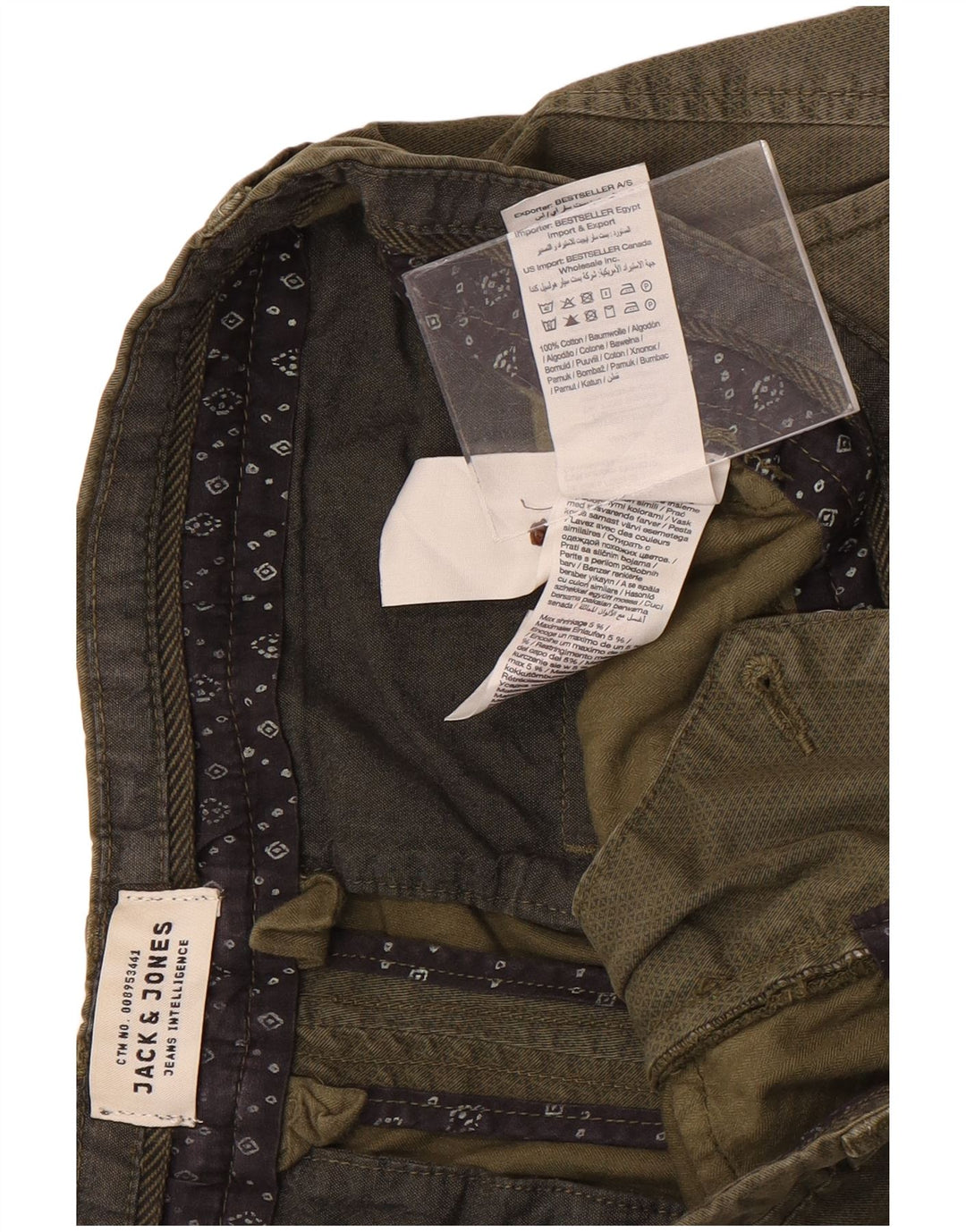 Pantaloncini chino da uomo Jack & Jones grandi W34 cotone kaki