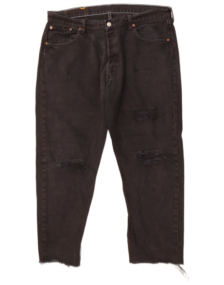 Levi's Uomo 501 Jeans dritti invecchiati W36 L26 Neri