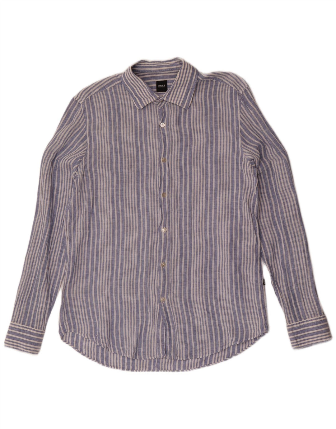 Camicia da uomo Hugo Boss grande lino gessato blu