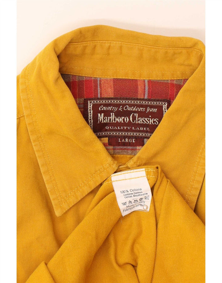 Camicia da uomo Marlboro Classics grande in cotone giallo