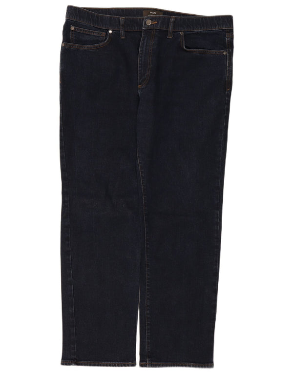 Jeans dritti regolari da uomo Marks & Spencer W40 L31 cotone blu navy