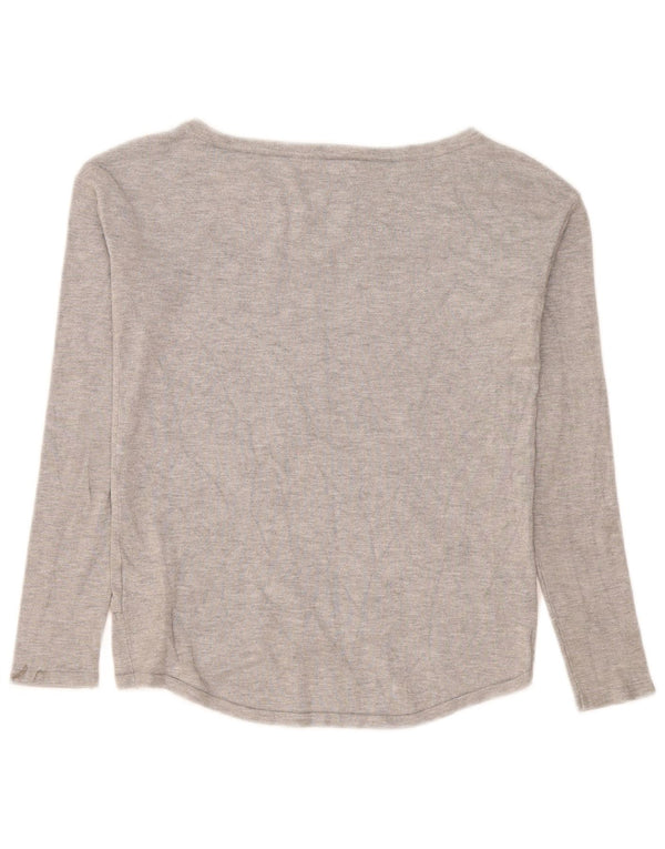 Guess Top grafico da donna a maniche lunghe UK 10 Small in viscosa grigia