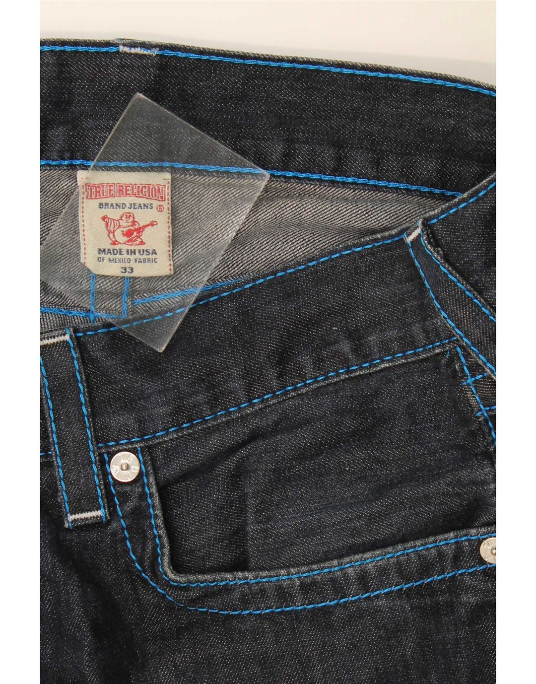 Jeans dritti da uomo True Religion W33 L35 cotone blu navy