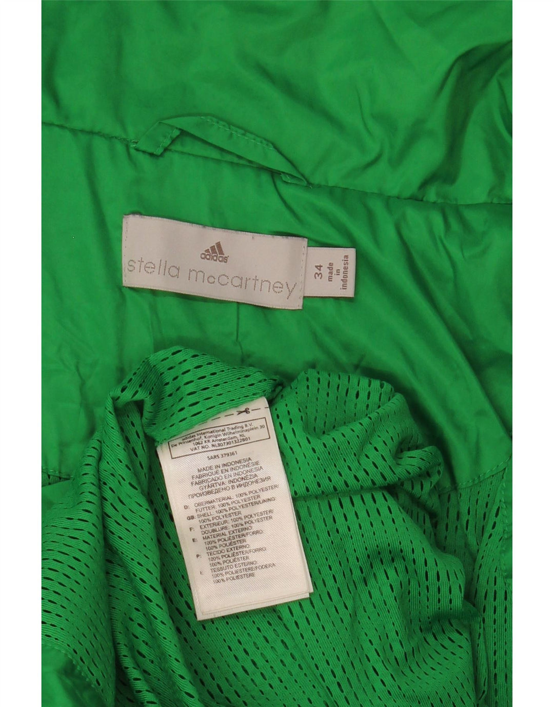 Giacca antipioggia Adidas Donna Stella McCartney EU 34 XS Verde Poliestere