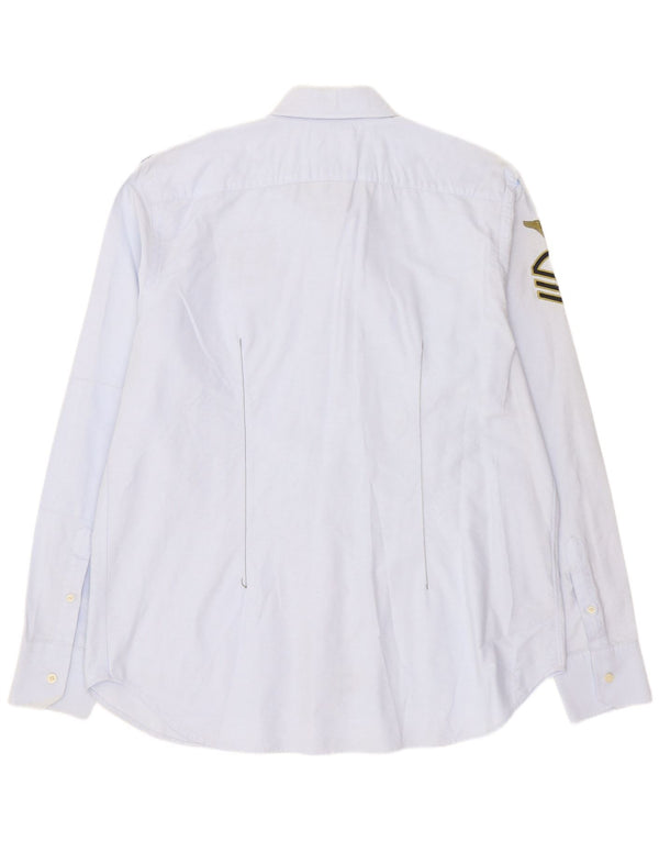 La Martina Camicia grafica da uomo grande in cotone blu