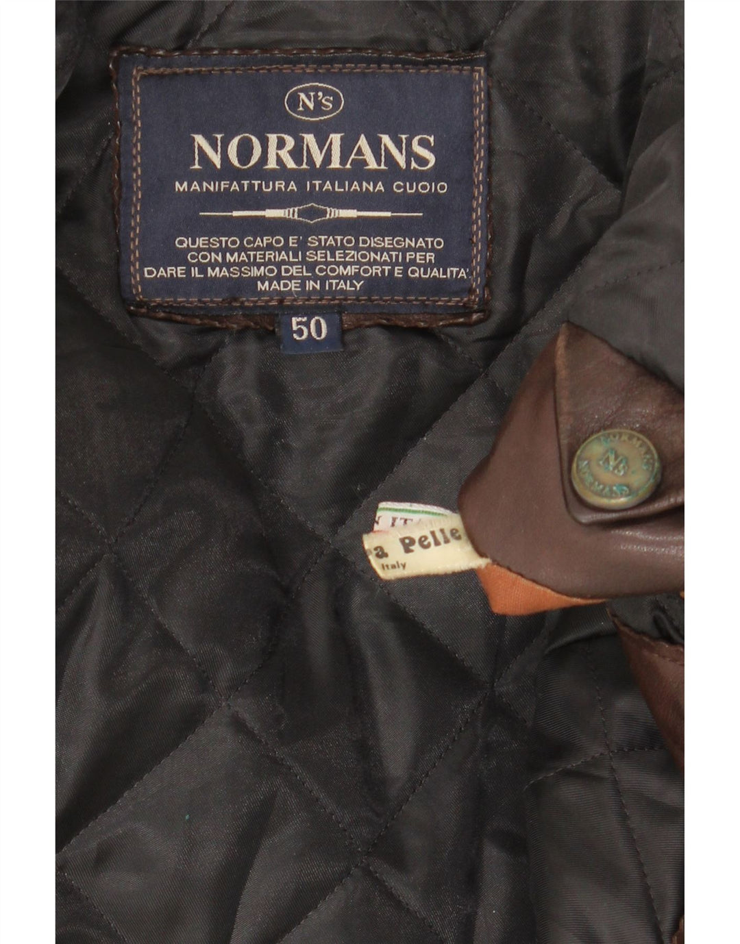 Giacca in pelle vintage da uomo IT 50 grande in pelle marrone