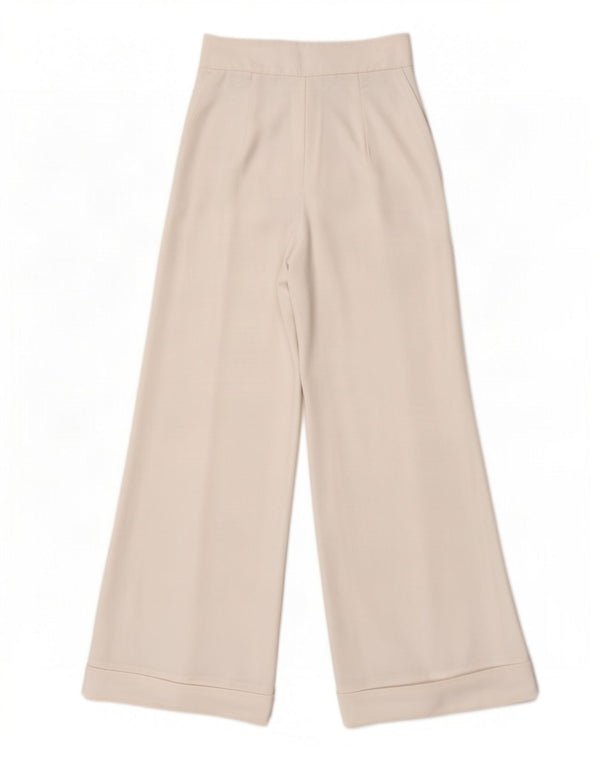Pantaloni casual a gamba larga a vita alta da donna Zara piccoli W26 L30 bianchi