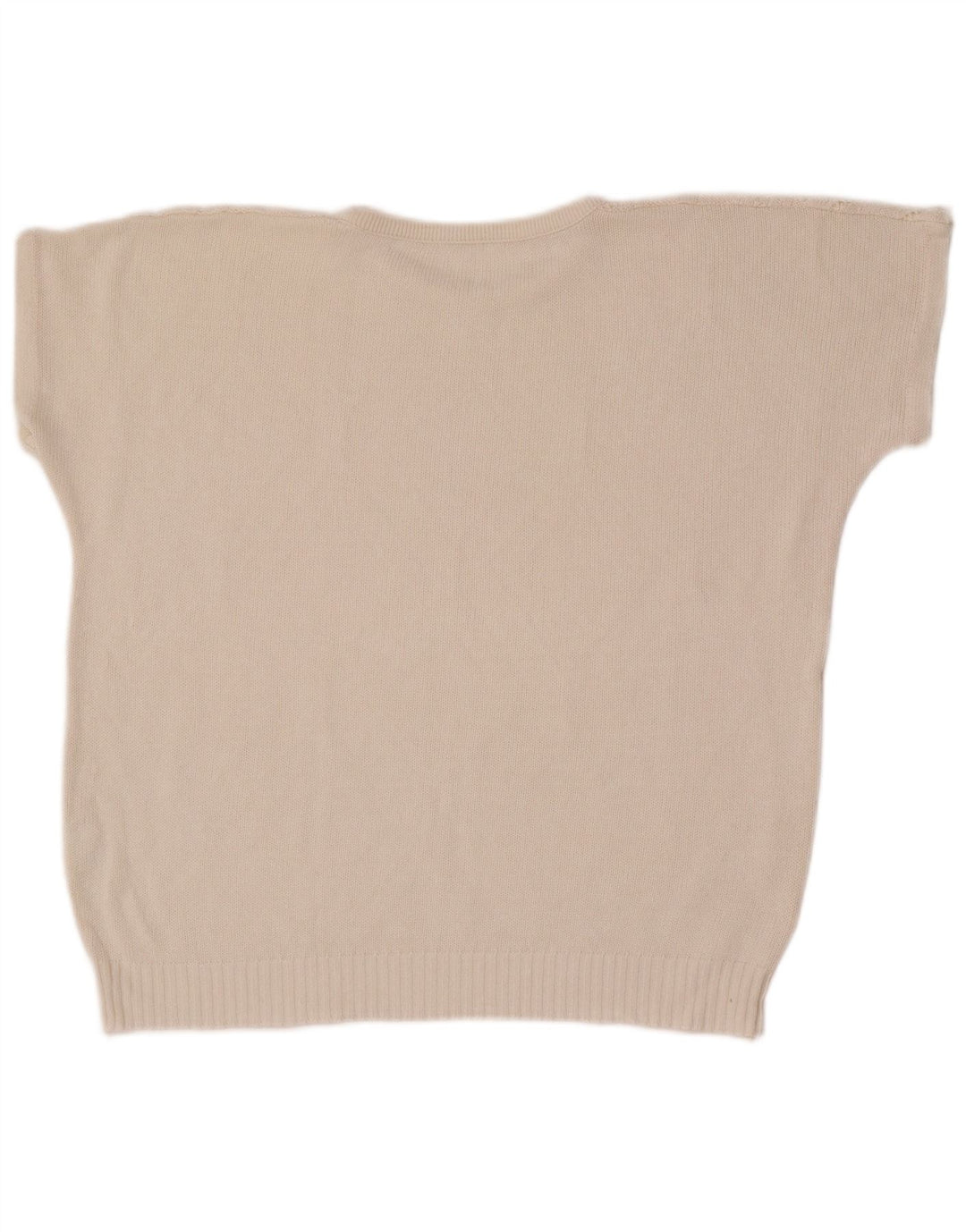 Maglione maglione girocollo da donna vintage UK 14 bianco medio geometrico
