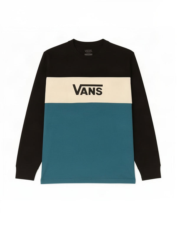 Vans Mens Graphic Top Long Sleeve Small Black Colourblock Cotton