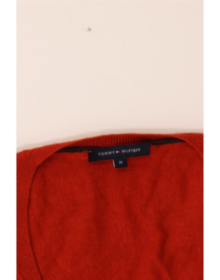 TOMMY HILFIGER Womens V-Neck Jumper Sweater UK 12 Medium Red Wool Vintage Tommy Hilfiger and Second-Hand Tommy Hilfiger from Messina Hembry 