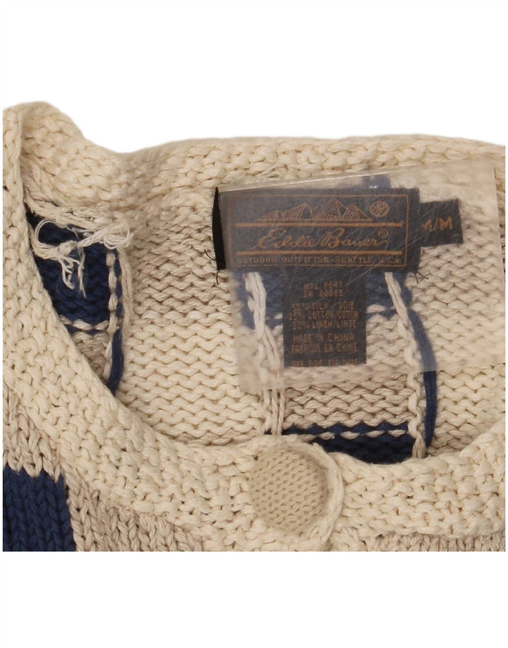 Maglione cardigan corto da donna Eddie Bauer UK 14 Seta a quadri grigio medio