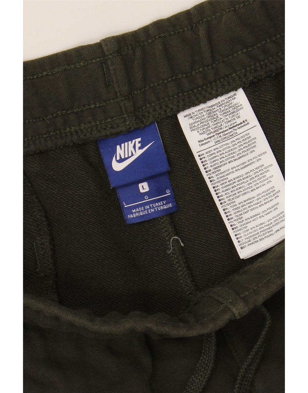 NIKE Mens Graphic Sport Shorts Large  Khaki Cotton Vintage Nike and Second-Hand Nike from Messina Hembry 