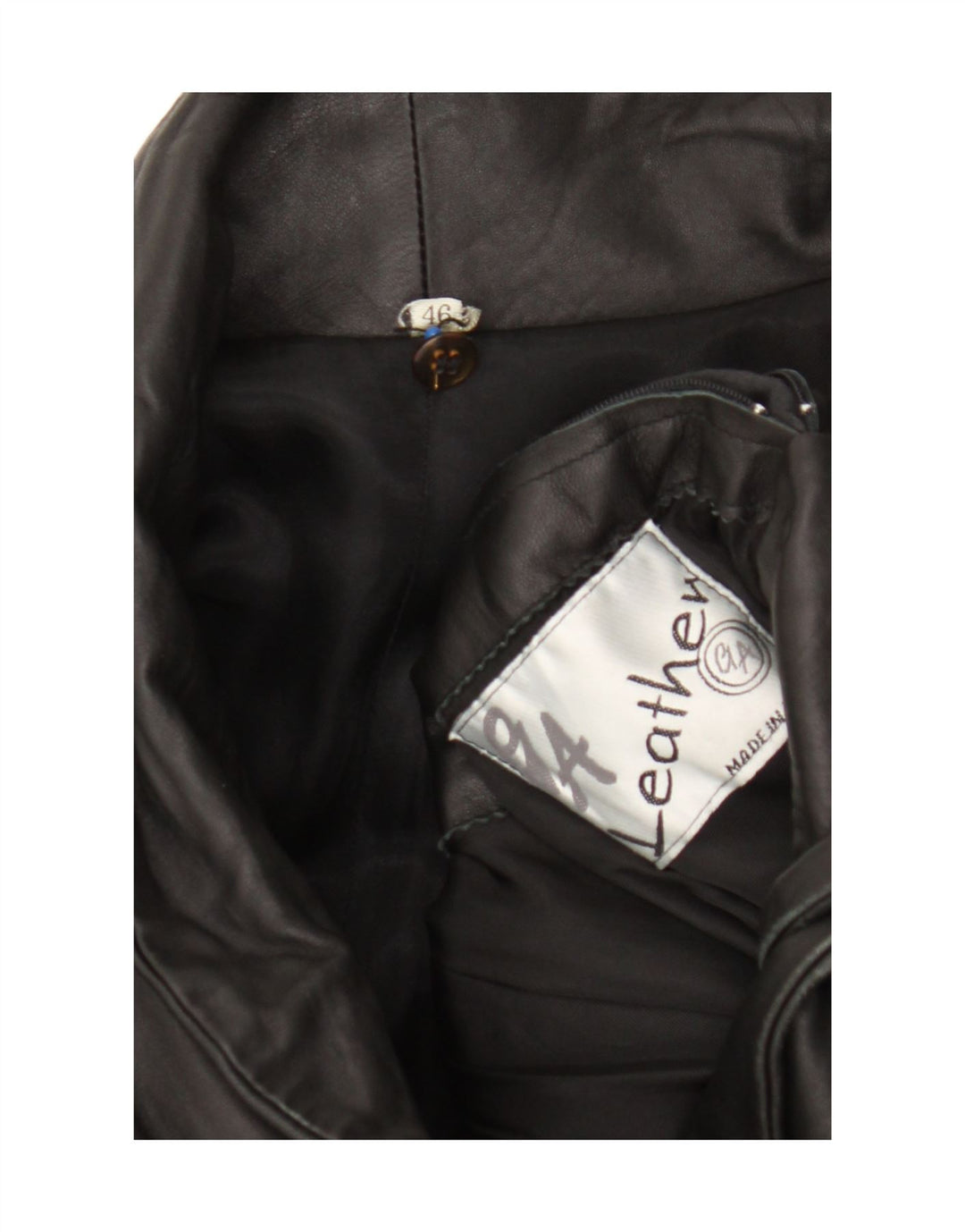 Cappotto in pelle da donna vintage IT 46 grande in pelle nera