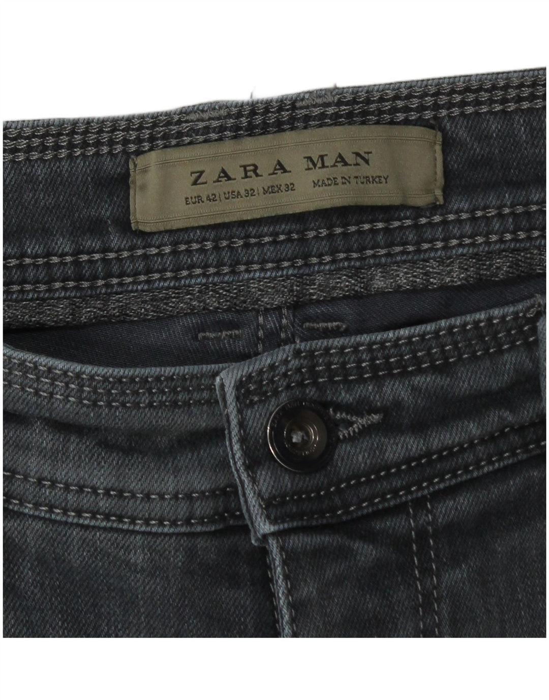 Jeans slim da uomo Zara EU 42 Large W32 L28 Cotone grigio