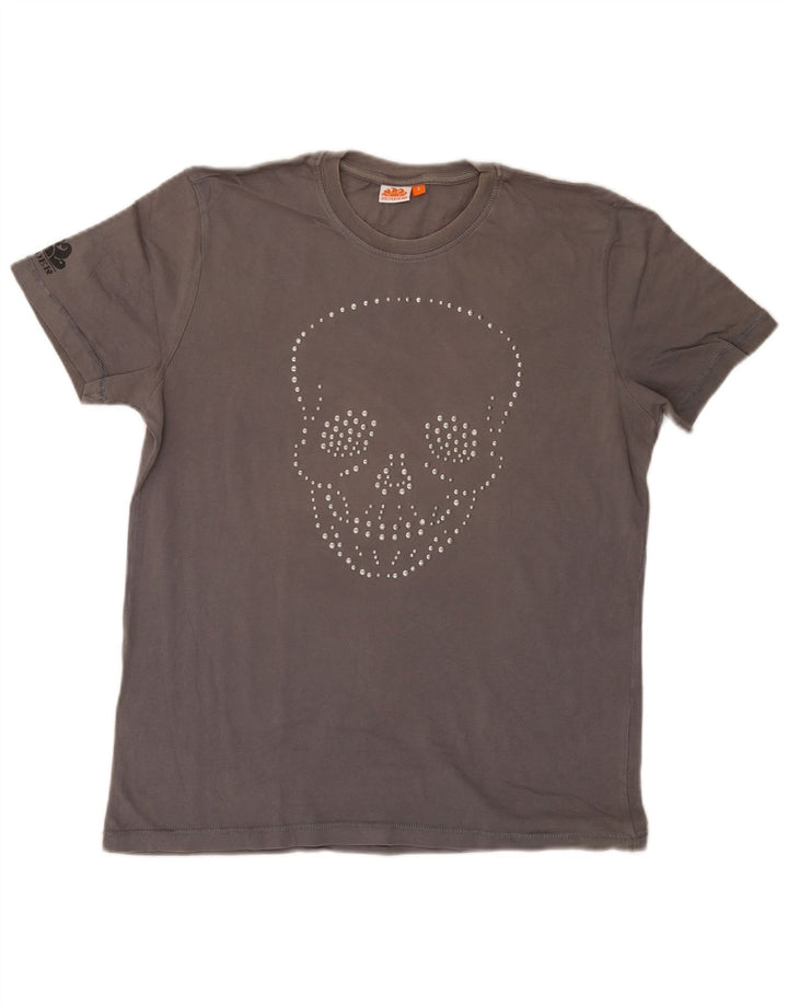 T-shirt grafica da uomo Sundek Top piccola in cotone grigio