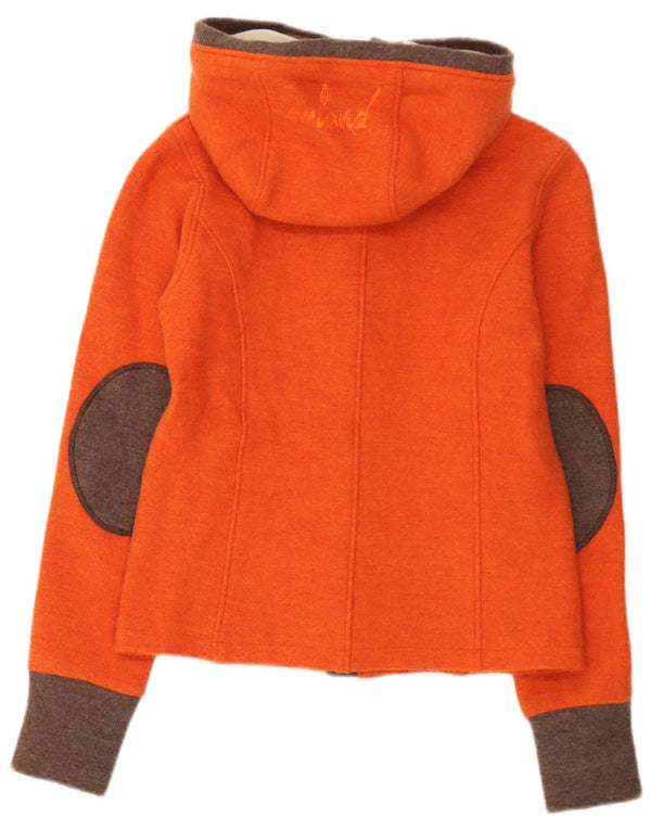 Maglione cardigan con cappuccio da donna vintage UK 14 Blocco colore arancione medio