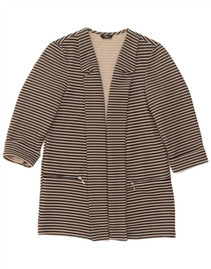Giacca blazer aperta con maniche a 3/4 Petite da donna M&Co UK 10 piccola a righe nere