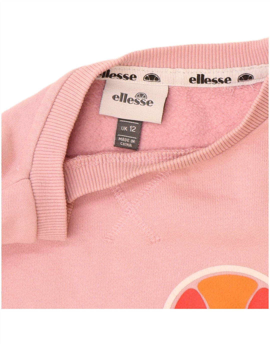 ELLESSE Felpa con grafica da donna Maglione UK 12 Cotone rosa medio