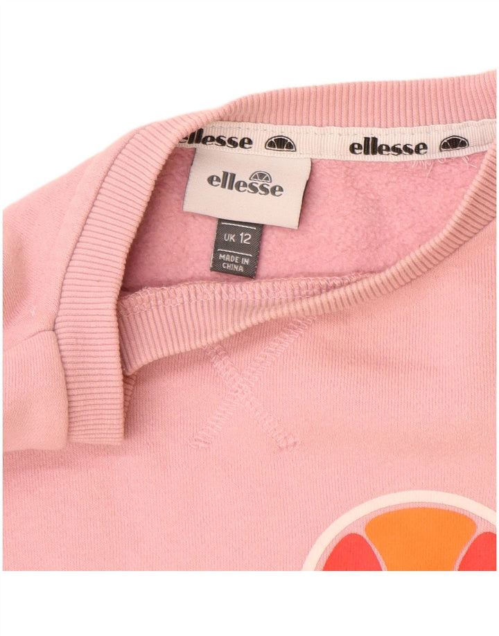 ELLESSE Felpa con grafica da donna Maglione UK 12 Cotone rosa medio