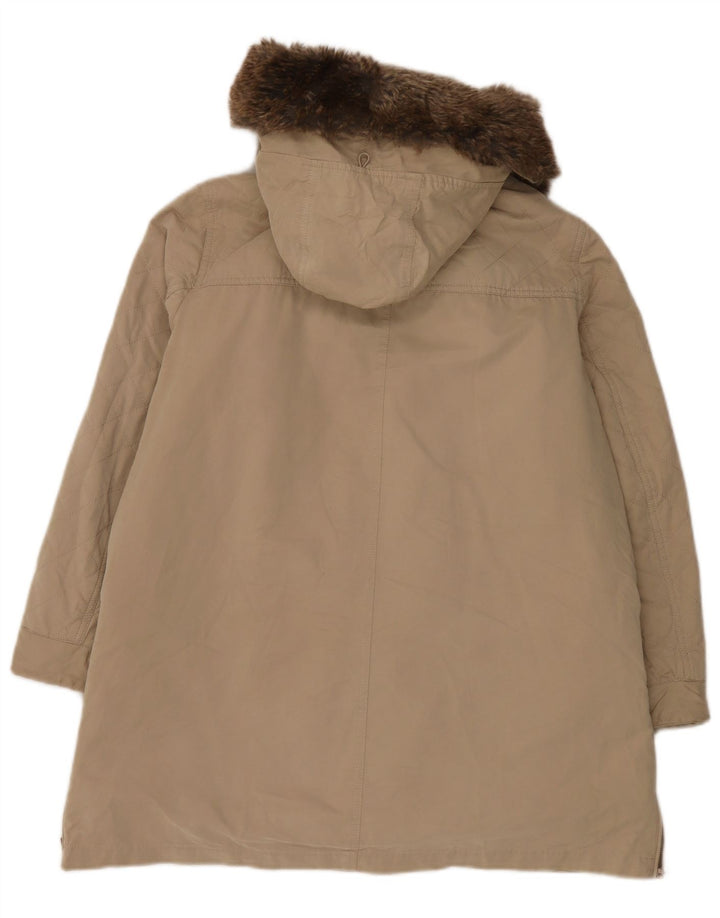 Cappotto imbottito con cappuccio da donna Zara UK 18 XL Poliestere beige