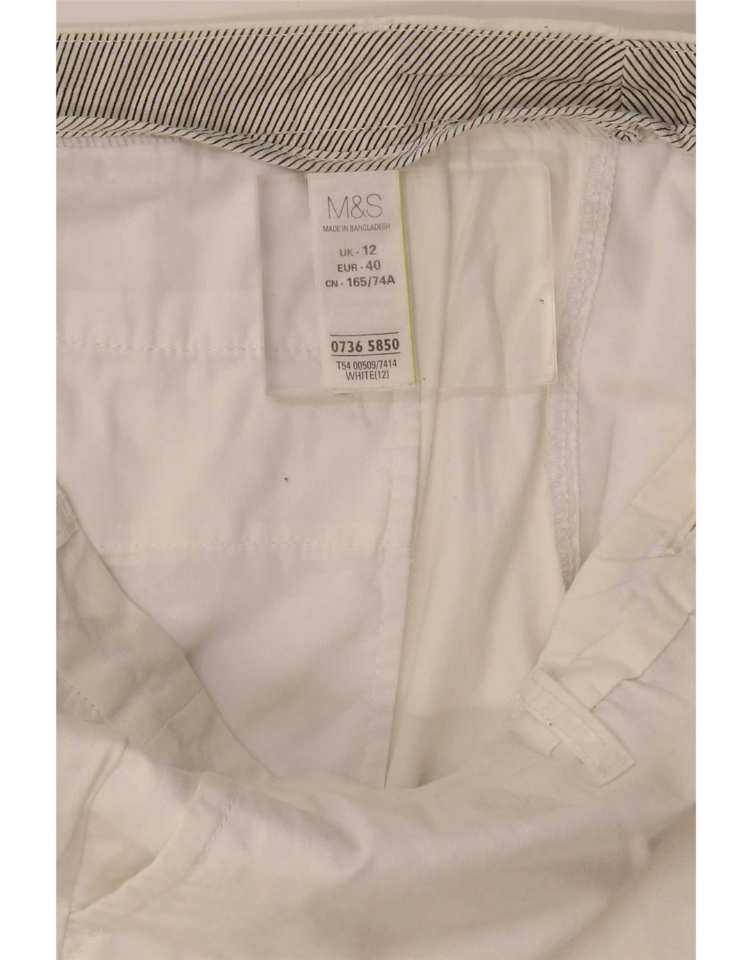 Pantaloncini chino da donna Marks & Spencer UK 12 medi W34 cotone bianco