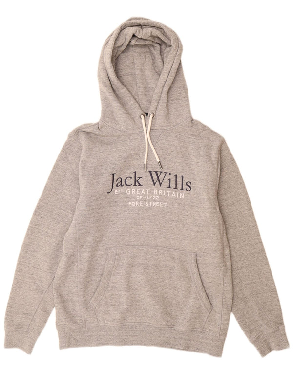 Maglione con cappuccio grafico da uomo Jack Wills in cotone chiazzato grigio medio