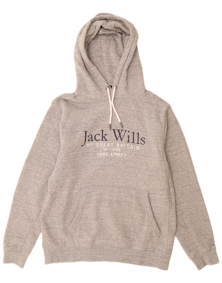 Maglione con cappuccio grafico da uomo Jack Wills in cotone chiazzato grigio medio