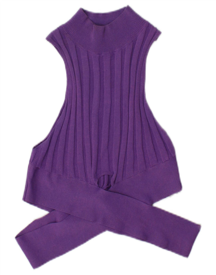 Canotta corta da donna Zara UK 12 Viscosa viola medio