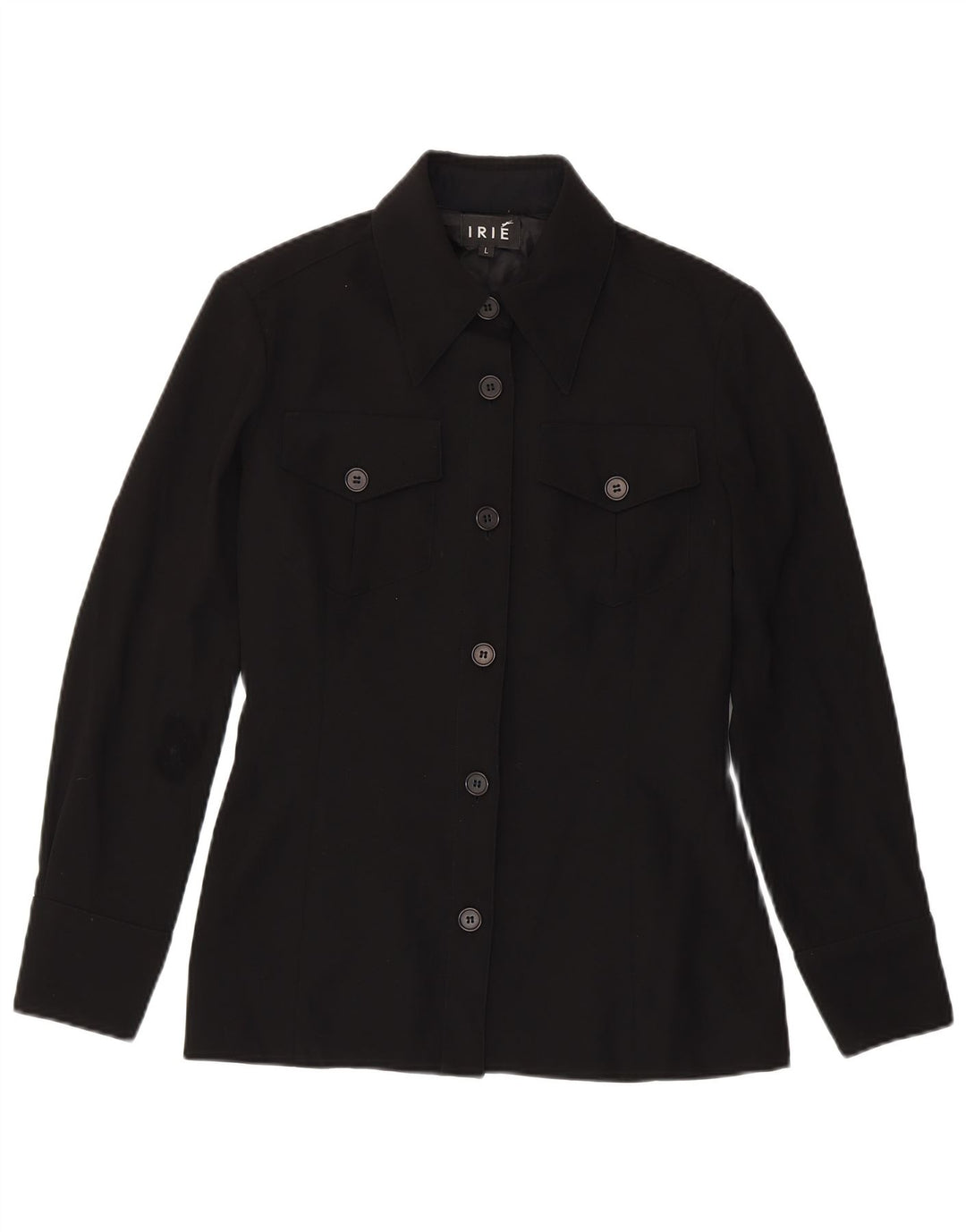Giacca blazer vintage da donna a 6 bottoni UK 14 grande poliestere nero