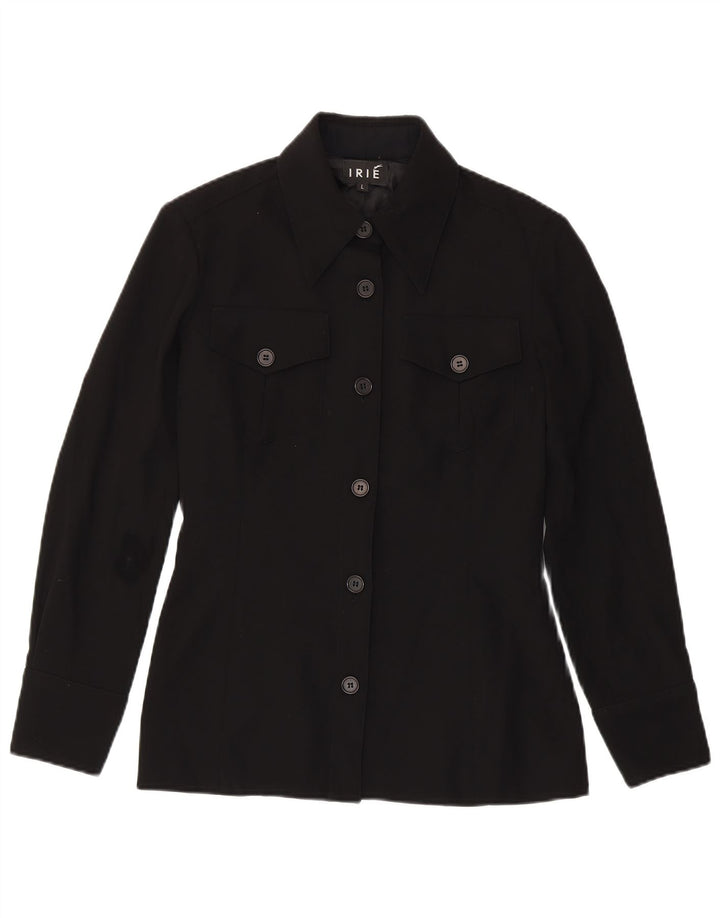 Giacca blazer vintage da donna a 6 bottoni UK 14 grande poliestere nero