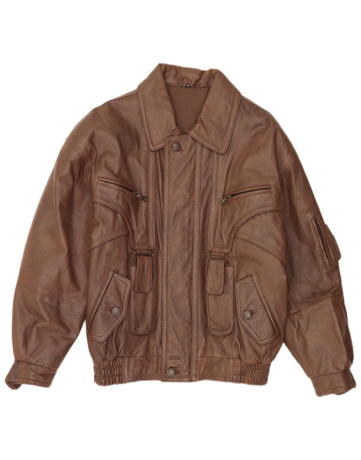 Giacca in pelle da uomo vintage UK 33 XS Beige