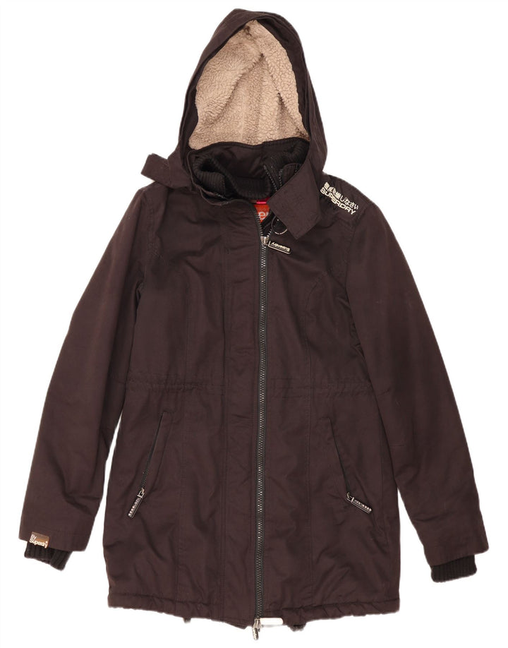 Giacca Parka con cappuccio Windparka da donna Superdry UK 14 poliestere nero medio