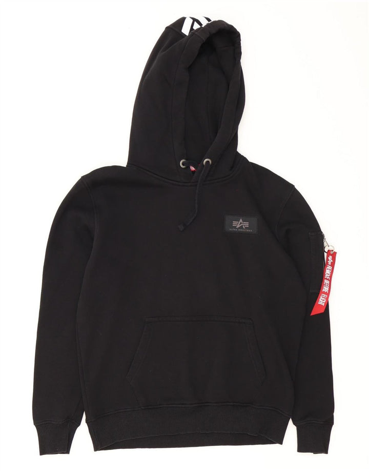 Felpa con cappuccio grafica da uomo Alpha Industries in cotone nero medio
