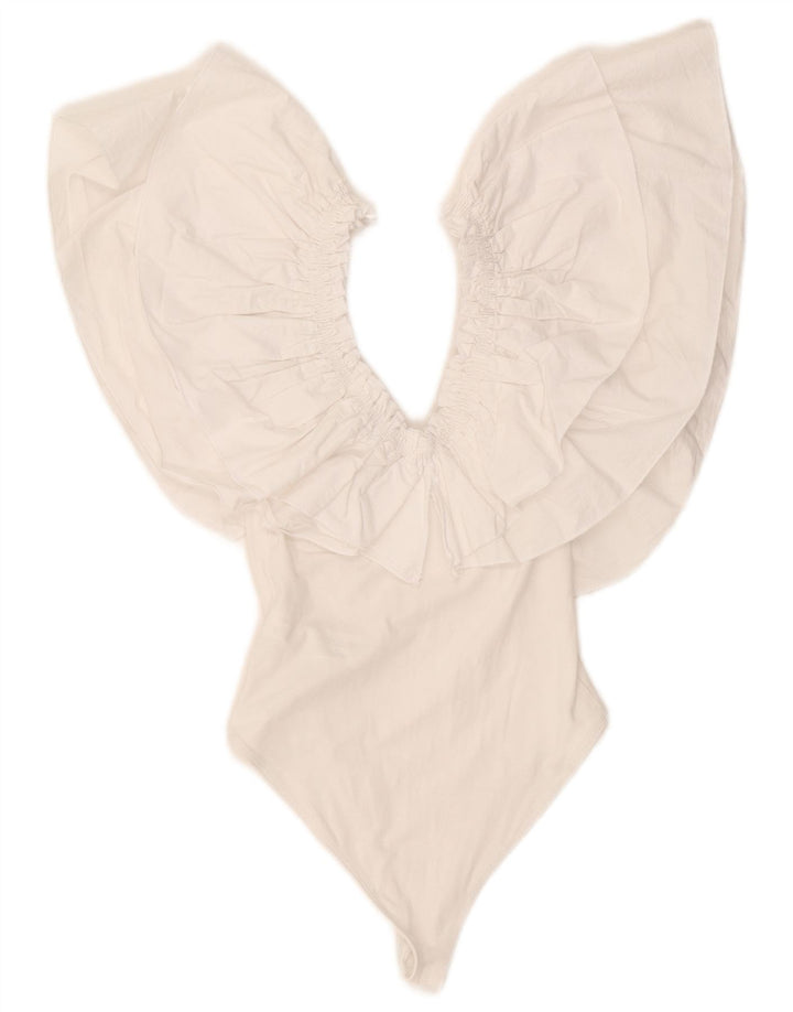 Body Zara da donna con spalle scoperte UK 8 piccolo cotone bianco
