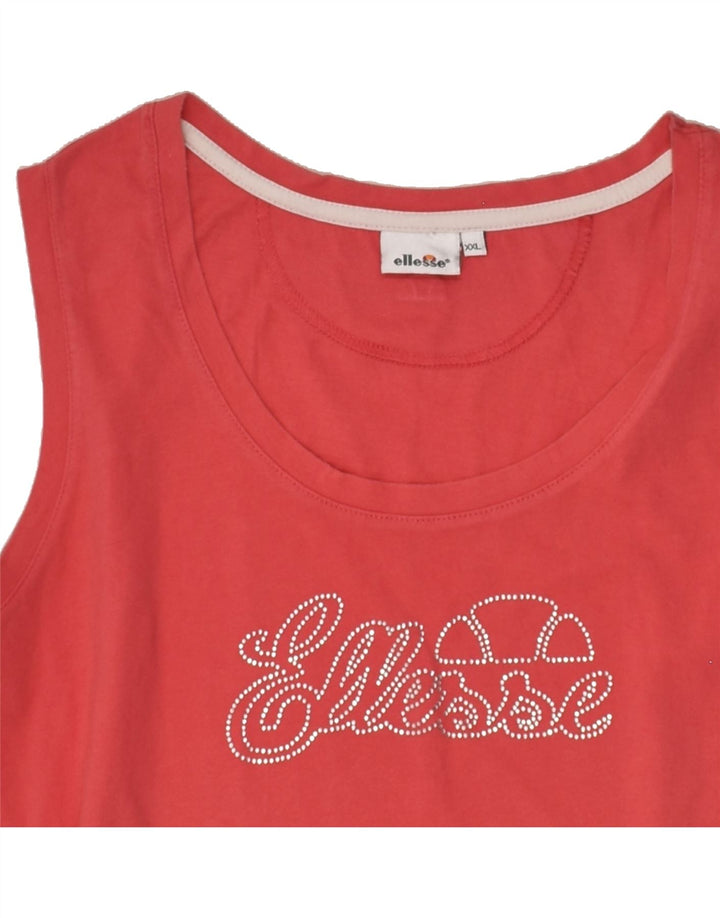 ELLESSE Womens Graphic Vest Top UK 20 2XL Red Cotton | Vintage Ellesse | Thrift | Second-Hand Ellesse | Used Clothing | Messina Hembry 